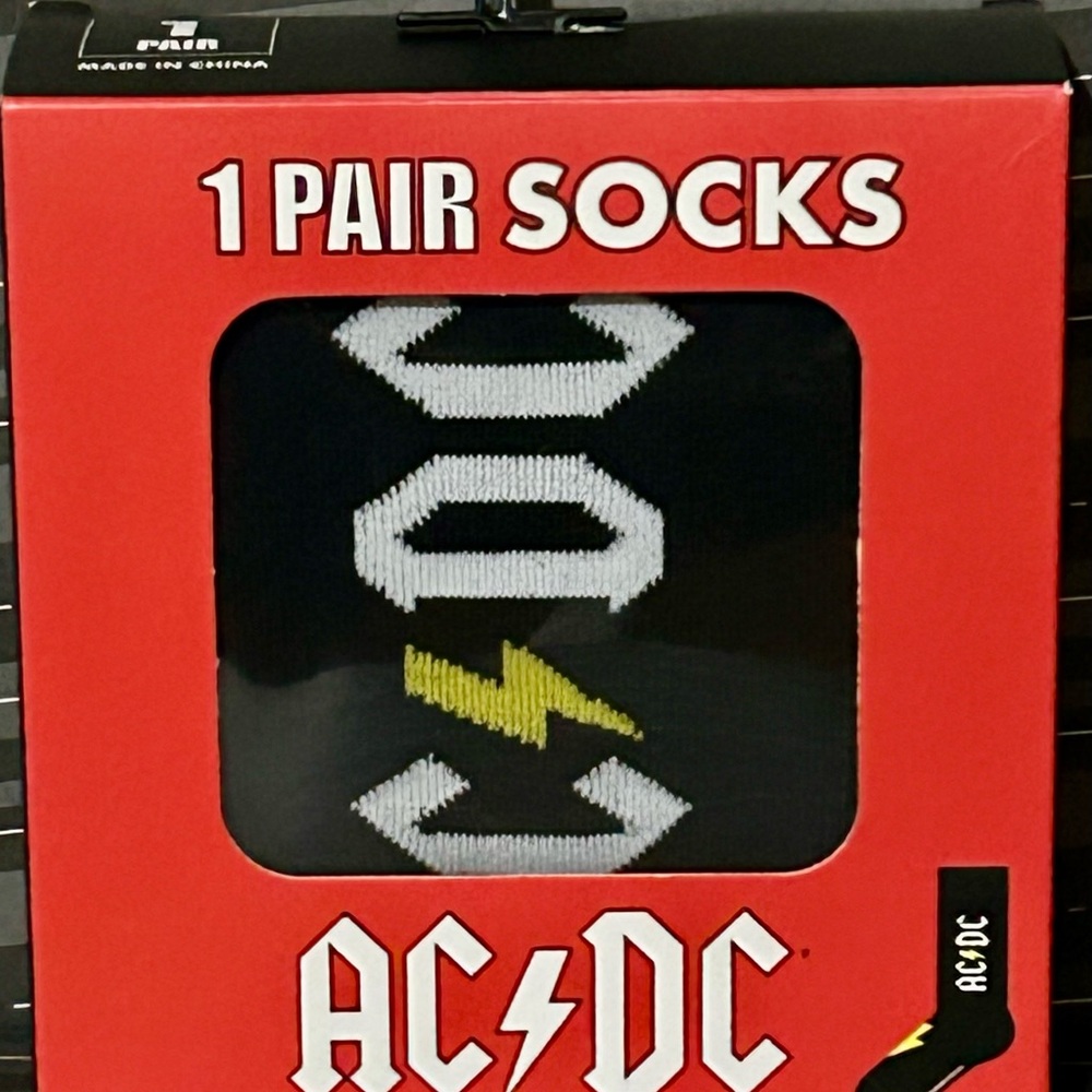 AC/DC Black Unisex Crew  Socks with Yellow and White Design